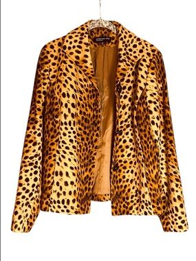 Leopard Print Blazer Size 12 Jones New York Signature Cheetah Mob Wife Jacket